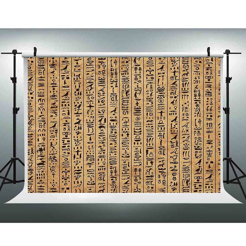 EOA 7(W) x5(H) FT Egypt Hieroglyphs Picture Backdrop Ancient Egyptians Civilization Photogrpahy Background Party Archaeology History Travel YouTube Booth Wall Mural Studio Prop - Image 1